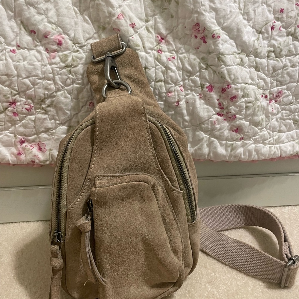 Free People Tan Suede Crossbody Bag